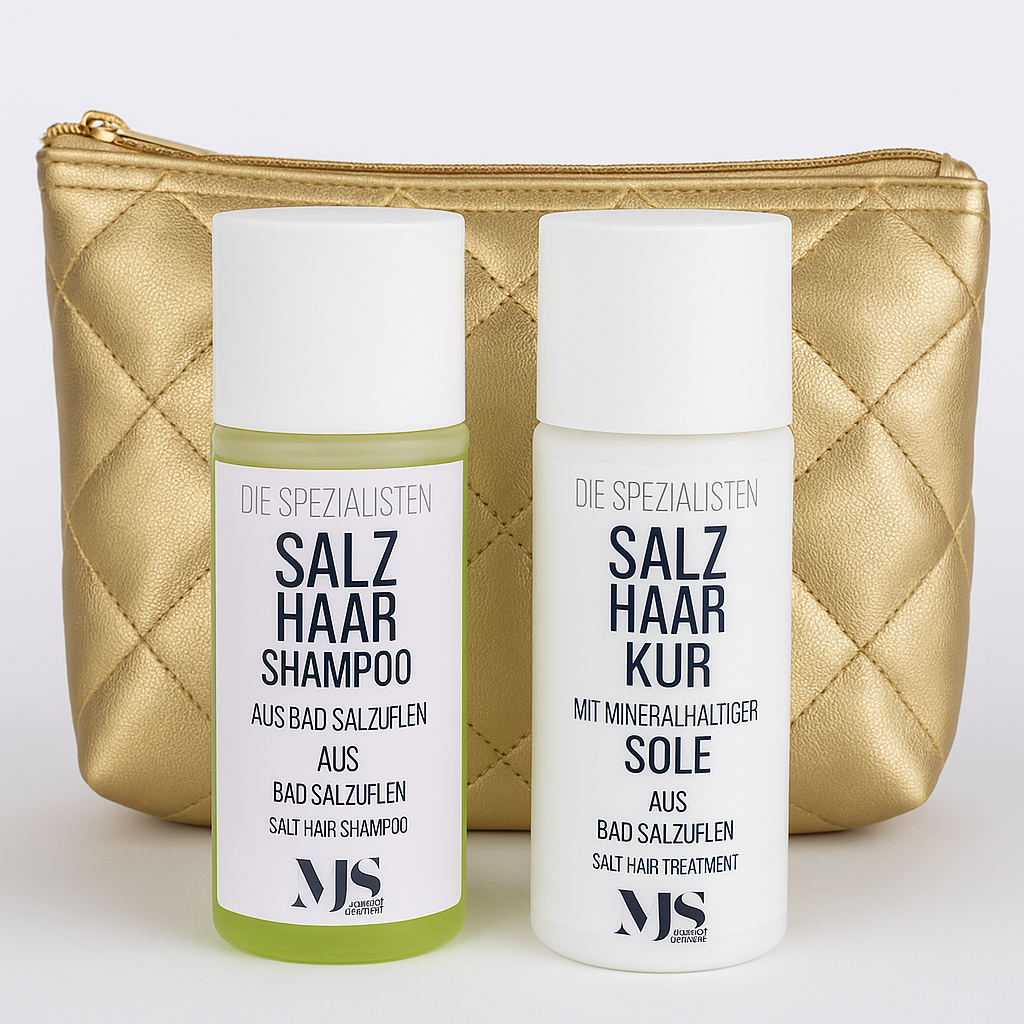 Reise-Set Salz-Shampoo/-Kur inkl. Goldbag